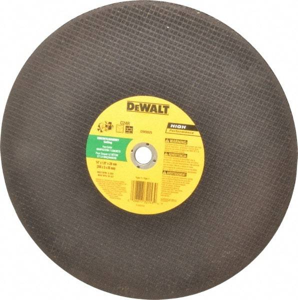 DeWALT - 14" Silicon Carbide Cutoff Wheel - 1/8" Thick, 20mm Arbor, 5,500 Max RPM, Use with Circular Saws - Eagle Tool & Supply