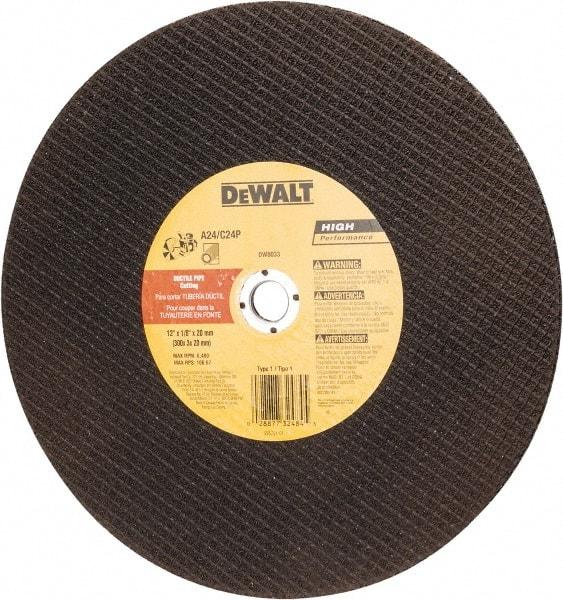 DeWALT - 12" Aluminum Oxide/Silicon Carbide Blend Cutoff Wheel - 1/8" Thick, 20mm Arbor, 6,400 Max RPM, Use with Circular Saws - Eagle Tool & Supply