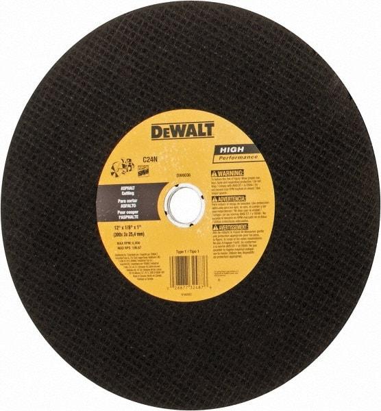 DeWALT - 12" Silicon Carbide Cutoff Wheel - 5/32" Thick, 1" Arbor, 6,400 Max RPM, Use with Circular Saws - Eagle Tool & Supply