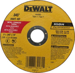 DeWALT - 5" Aluminum Oxide Cutoff Wheel - 0.045" Thick, 7/8" Arbor, 12,200 Max RPM, Use with Circular Saws - Eagle Tool & Supply