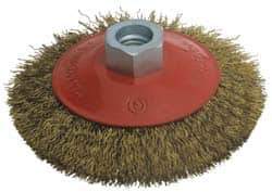 Value Collection - 4" OD, M14x2.00 Arbor Hole, Crimped Steel Wheel Brush - 3/4" Face Width, 0.012" Filament Diam, 12,500 RPM - Eagle Tool & Supply