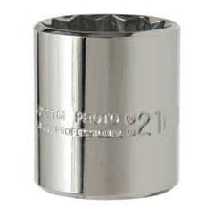 Proto - 3/8" Drive, Standard Hand Socket - 12 Points, 1-3/16" OAL, Chrome Vanadium, Chrome Finish - Eagle Tool & Supply