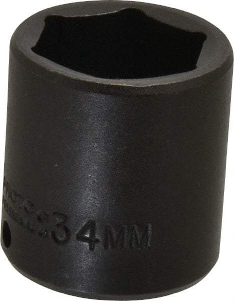Proto - 1/2" Drive 34mm Standard Impact Socket - 6 Points, 2" OAL - Eagle Tool & Supply
