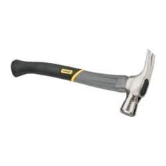 Stanley - 1-3/8 Lb Head, Straight Rip Claw Axe Handle Framing Hammer - 18" OAL, Forged Steel Head, 1-1/4" Face Diam, Checkered Face, Graphite Handle with Grip - Eagle Tool & Supply