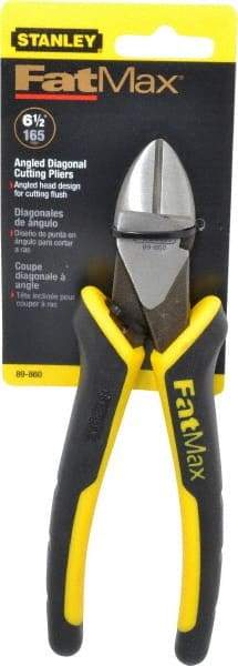 Stanley - 6-1/2" OAL, Diagonal Cutter - 7/8" Jaw Length x 1" Jaw Width, Oval/Angled Head, Double Injection Molded Handle - Eagle Tool & Supply