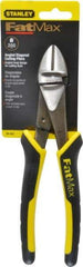 Stanley - 8" OAL, Diagonal Cutter - 1" Jaw Length x 1-1/16" Jaw Width, Oval/Angled Head, Double Injection Molded Handle - Eagle Tool & Supply