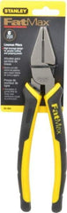 Stanley - 8-3/8" OAL, 1-1/2" Jaw Length x 1" Jaw Width, Side Cutting Linesman's Pliers - Serrated Jaw, Flat Nose Head, Bi-Material Cushion Grip Handles - Eagle Tool & Supply