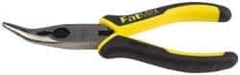 Stanley - 6-3/4" OAL, 1-13/16" Jaw Length x 11/16" Jaw Width, Long Nose Side Cutting Bent Nose Pliers - Serrated Jaw, Double Injection Molded Handles - Eagle Tool & Supply