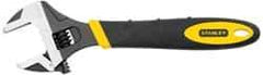 Stanley - 1-3/8" Jaw Capacity, 10" Standard Adjustable Wrench - Chrome Vanadium Steel, Black Finish, 10-1/2" OAL - Eagle Tool & Supply