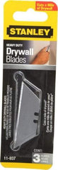 Stanley - 3 Piece Carbon Steel Drywall Utility Blade - 2-5/16" OAL, 0.024" Blade Thickness - Eagle Tool & Supply