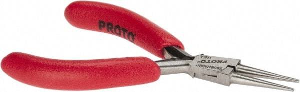 Proto - 4-1/2" OAL, 1-3/64" Jaw Length x 27/64" Jaw Width, Long Nose Mini Pliers - Standard Jaw, Round Nose Head, ESD Cushion Handles, with Spring - Eagle Tool & Supply