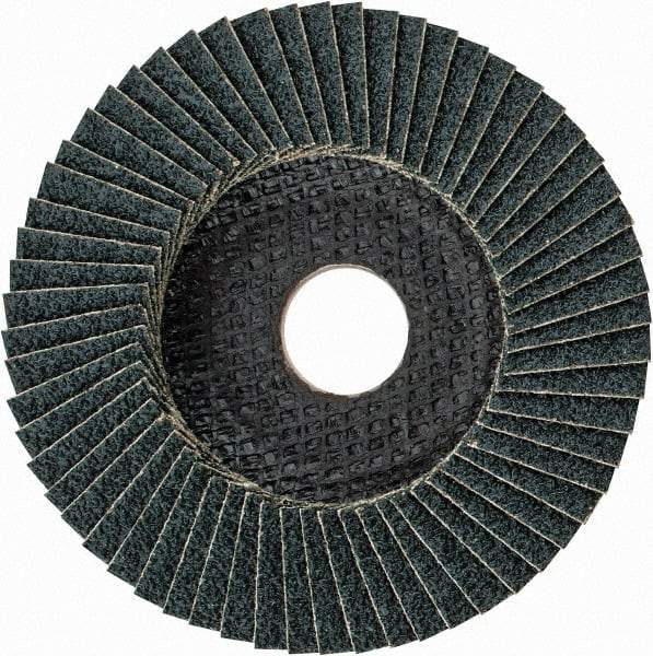 PFERD - 40 Grit, 4-1/2" Disc Diam, 7/8" Center Hole, Type 27 Zirconia Alumina Flap Disc - 13,300 Max RPM, Fiberglass Backing, Arbor Attaching System, Coated - Eagle Tool & Supply