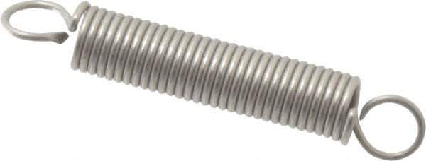 Made in USA - 1/8" OD, 1.44 Lb Max Load, 1.38" Max Ext Len, 0.016" Wire Diam Stainless Steel Extension Spring - 2 Lb/In Rating, 0.21 Lb Init Tension, 3/4" Free Length - Eagle Tool & Supply