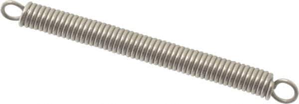 Made in USA - 1/8" OD, 3.97 Lb Max Load, 2.05" Max Ext Len, 0.023" Wire Diam Stainless Steel Extension Spring - 5.91 Lb/In Rating, 0.92 Lb Init Tension, 1-1/2" Free Length - Eagle Tool & Supply