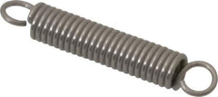 Made in USA - 1/4" OD, 10.27 Lb Max Load, 1.62" Max Ext Len, 0.041" Wire Diam Stainless Steel Extension Spring - 15.84 Lb/In Rating, 2.8 Lb Init Tension, 1-1/2" Free Length - Eagle Tool & Supply