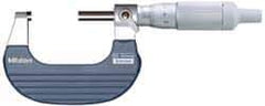 Mitutoyo - 25 to 50mm Range, 0.01mm Graduation, Mechanical Outside Micrometer - Ratchet Stop Thimble, Accurate to 0.0001" - Eagle Tool & Supply