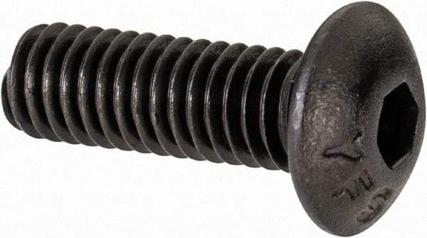 Value Collection - #8-36 UNF Hex Socket Drive, Button Screw - Alloy Steel, Black Oxide Finish, Fully Threaded, 1/2" Length Under Head - Eagle Tool & Supply
