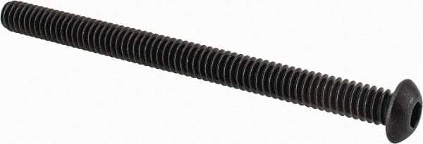 Value Collection - 1/4-20 UNC Hex Socket Drive, Button Screw - Alloy Steel, Black Oxide Finish, Fully Threaded, 3-1/4" Length Under Head - Eagle Tool & Supply