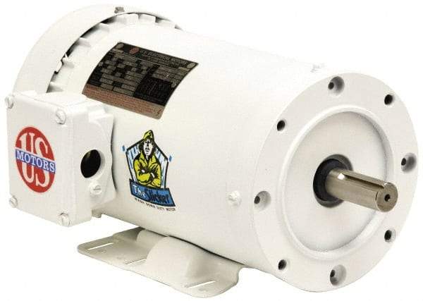 US Motors - 7-1/2 hp, TEFC Enclosure, No Thermal Protection, 1,760 RPM, 208-230/460 Volt, 60 Hz, Three Phase Energy Efficient Motor - Size 213TC Frame, Rigid Mount, 1 Speed, Ball Bearings, 20.1-18.3/9.1 Full Load Amps, F Class Insulation, Reversible - Eagle Tool & Supply