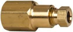Parker - 1/4" OD, Brass Female Connector - 2,100 Max Working psi, 11/16" Hex, Comp x FNPT Ends - Eagle Tool & Supply