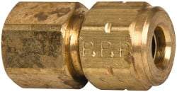 Parker - 1/4" OD, Brass Female Connector - 600 Max Working psi, 9/16" Hex, Comp x FNPT Ends - Eagle Tool & Supply