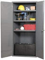 Durham - 4 Shelf Locking Storage Cabinet - Steel, 36" Wide x 18" Deep x 72" High, Gray - Eagle Tool & Supply