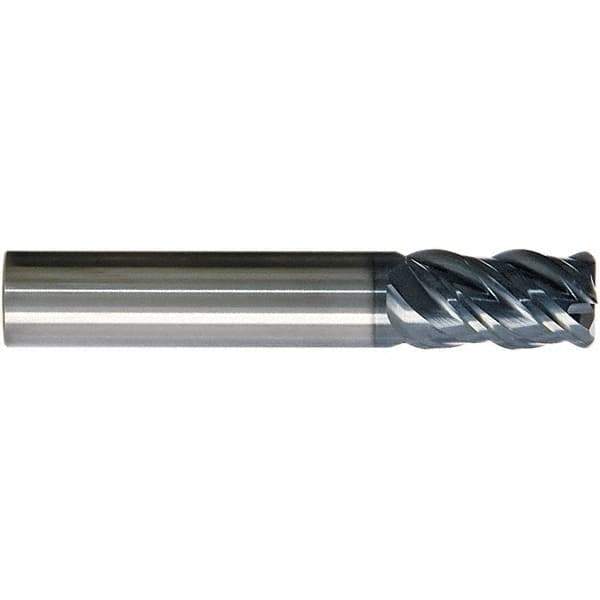 SGS - 1/2", 4 Flute, Single End, Solid Carbide, 0.0250 - 0.0300" Corner Radius End Mill - 3-1/4" OAL, Right Hand Flute, 1-1/4" LOC, Right Hand Cut - Eagle Tool & Supply