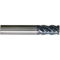 SGS - 1/2", 4 Flute, Single End, Solid Carbide, 0.0250 - 0.0300" Corner Radius End Mill - 3-1/4" OAL, Right Hand Flute, 1-1/4" LOC, Right Hand Cut - Eagle Tool & Supply
