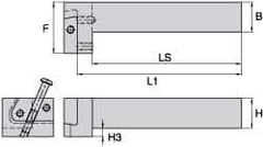 Kennametal - KGME, Left Hand, Indexable Grooving Tool Holder - 25.4mm Shank Height, 25.4mm Shank Width, 140.4mm OAL - Eagle Tool & Supply