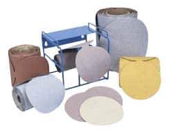 Norton - 5" Diam, 120 Grit Ceramic Adhesive PSA Disc - Medium Grade, Maroon, F Weighted Backing, Flexible - Eagle Tool & Supply