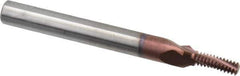 Carmex - 1/4-28 UNF, 0.157" Cutting Diam, 3 Flute, Solid Carbide Helical Flute Thread Mill - Internal Thread, 0.45" LOC, 2-1/2" OAL, 1/4" Shank Diam - Eagle Tool & Supply