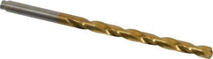 Hertel - 3/16" 135° Cobalt Jobber Drill - TiN Finish, Right Hand Cut, Spiral Flute, Straight Shank, 3-1/2" OAL, Split Point - Eagle Tool & Supply