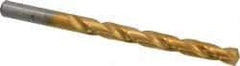 Hertel - 21/64" 135° Cobalt Jobber Drill - TiN Finish, Right Hand Cut, Spiral Flute, Straight Shank, 4-5/8" OAL, Split Point - Eagle Tool & Supply
