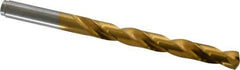Hertel - 11/32" 135° Cobalt Jobber Drill - TiN Finish, Right Hand Cut, Spiral Flute, Straight Shank, 4-3/4" OAL, Split Point - Eagle Tool & Supply