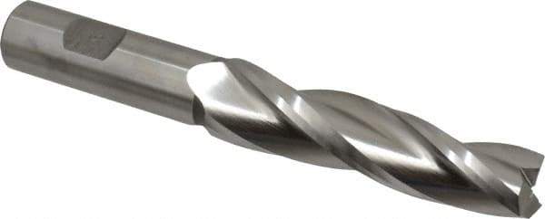 Made in USA - 1° Taper Angle per Side, 3/4" Small End Diam, 3-1/4" LOC, High Speed Steel 3 Flute Tapered Square End Mill - 5-3/4" OAL, 3/4" Shank Diam, Spiral Flute - Eagle Tool & Supply