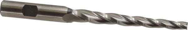 Made in USA - 1.5° Taper Angle per Side, 1/4" Small End Diam, 3-1/4" LOC, High Speed Steel 3 Flute Tapered Square End Mill - 5-1/2" OAL, 1/2" Shank Diam, Spiral Flute - Eagle Tool & Supply