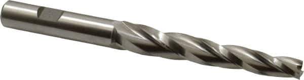 Made in USA - 1.5° Taper Angle per Side, 3/8" Small End Diam, 3-1/4" LOC, High Speed Steel 3 Flute Tapered Square End Mill - 5-1/2" OAL, 5/8" Shank Diam, Spiral Flute - Eagle Tool & Supply