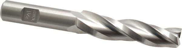 Made in USA - 1.5° Taper Angle per Side, 1/2" Small End Diam, 2-1/4" LOC, High Speed Steel 3 Flute Tapered Square End Mill - 4-1/4" OAL, 5/8" Shank Diam, Spiral Flute - Eagle Tool & Supply
