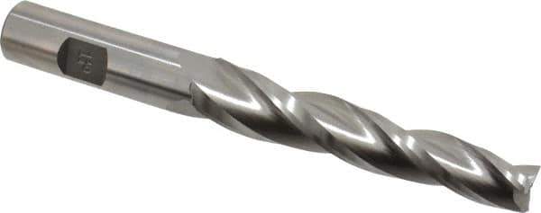 Made in USA - 1.5° Taper Angle per Side, 1/2" Small End Diam, 3-1/4" LOC, High Speed Steel 3 Flute Tapered Square End Mill - 5-1/2" OAL, 5/8" Shank Diam, Spiral Flute - Eagle Tool & Supply