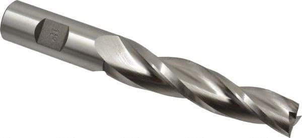 Made in USA - 1.5° Taper Angle per Side, 5/8" Small End Diam, 3-1/4" LOC, High Speed Steel 3 Flute Tapered Square End Mill - 5-1/2" OAL, 3/4" Shank Diam, Spiral Flute - Eagle Tool & Supply