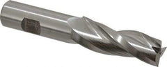 Made in USA - 1.5° Taper Angle per Side, 3/4" Small End Diam, 2-1/4" LOC, High Speed Steel 3 Flute Tapered Square End Mill - 4-1/2" OAL, 3/4" Shank Diam, Spiral Flute - Eagle Tool & Supply