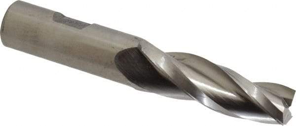 Made in USA - 2° Taper Angle per Side, 5/8" Small End Diam, 2-1/4" LOC, High Speed Steel 3 Flute Tapered Square End Mill - 4-1/2" OAL, 3/4" Shank Diam, Spiral Flute - Eagle Tool & Supply