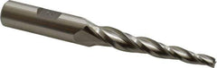 Made in USA - 3° Taper Angle per Side, 3/16" Small End Diam, 2" LOC, High Speed Steel 3 Flute Tapered Square End Mill - 4-1/8" OAL, 1/2" Shank Diam, Spiral Flute - Eagle Tool & Supply