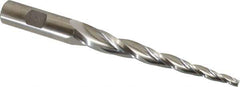 Made in USA - 3° Taper Angle per Side, 3/16" Small End Diam, 4" LOC, High Speed Steel 3 Flute Tapered Square End Mill - 6-1/2" OAL, 5/8" Shank Diam, Spiral Flute - Eagle Tool & Supply