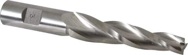 Made in USA - 3° Taper Angle per Side, 1/2" Small End Diam, 3-1/4" LOC, High Speed Steel 3 Flute Tapered Square End Mill - 5-1/2" OAL, 3/4" Shank Diam, Spiral Flute - Eagle Tool & Supply