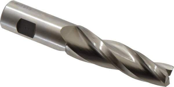 Made in USA - 3° Taper Angle per Side, 3/4" Small End Diam, 3-1/4" LOC, High Speed Steel 3 Flute Tapered Square End Mill - 5-3/4" OAL, 1" Shank Diam, Spiral Flute - Eagle Tool & Supply