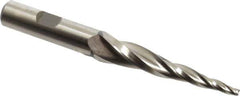 Made in USA - 5° Taper Angle per Side, 1/8" Small End Diam, 2-1/2" LOC, High Speed Steel 3 Flute Tapered Square End Mill - 4-1/2" OAL, 1/2" Shank Diam - Eagle Tool & Supply