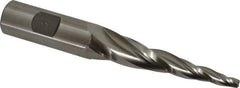 Made in USA - 5° Taper Angle per Side, 3/16" Small End Diam, 3" LOC, High Speed Steel 3 Flute Tapered Square End Mill - 5-1/2" OAL, 3/4" Shank Diam, Spiral Flute - Eagle Tool & Supply