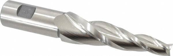 Made in USA - 5° Taper Angle per Side, 1/2" Small End Diam, 4" LOC, High Speed Steel 3 Flute Tapered Square End Mill - 6-1/2" OAL, 1" Shank Diam, Spiral Flute - Eagle Tool & Supply