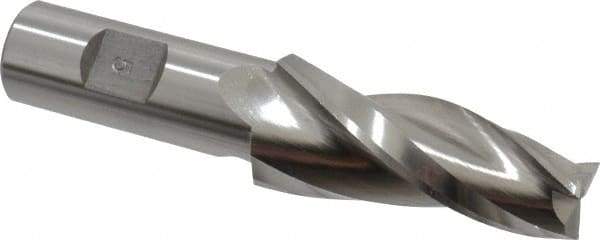 Made in USA - 5° Taper Angle per Side, 5/8" Small End Diam, 2-1/4" LOC, High Speed Steel 3 Flute Tapered Square End Mill - 4-1/2" OAL, 3/4" Shank Diam, Spiral Flute - Eagle Tool & Supply